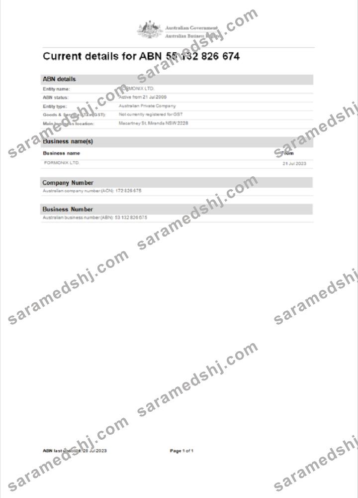 Australia business registration Word and PDF template scr